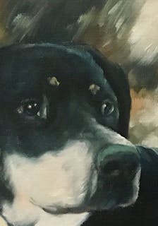 Portrait oil painting of a dog
