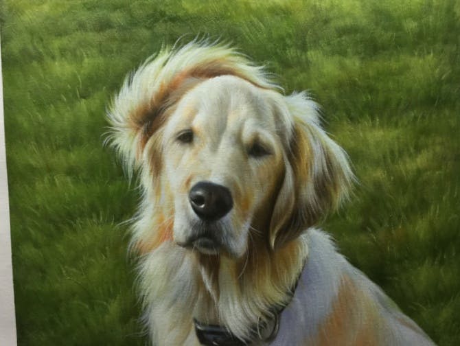 Oil painting of a dog done by Instapainting