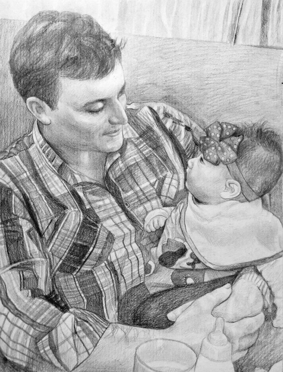 Baby Portrait Drawing Children Portraits Gift for Father From - Etsy