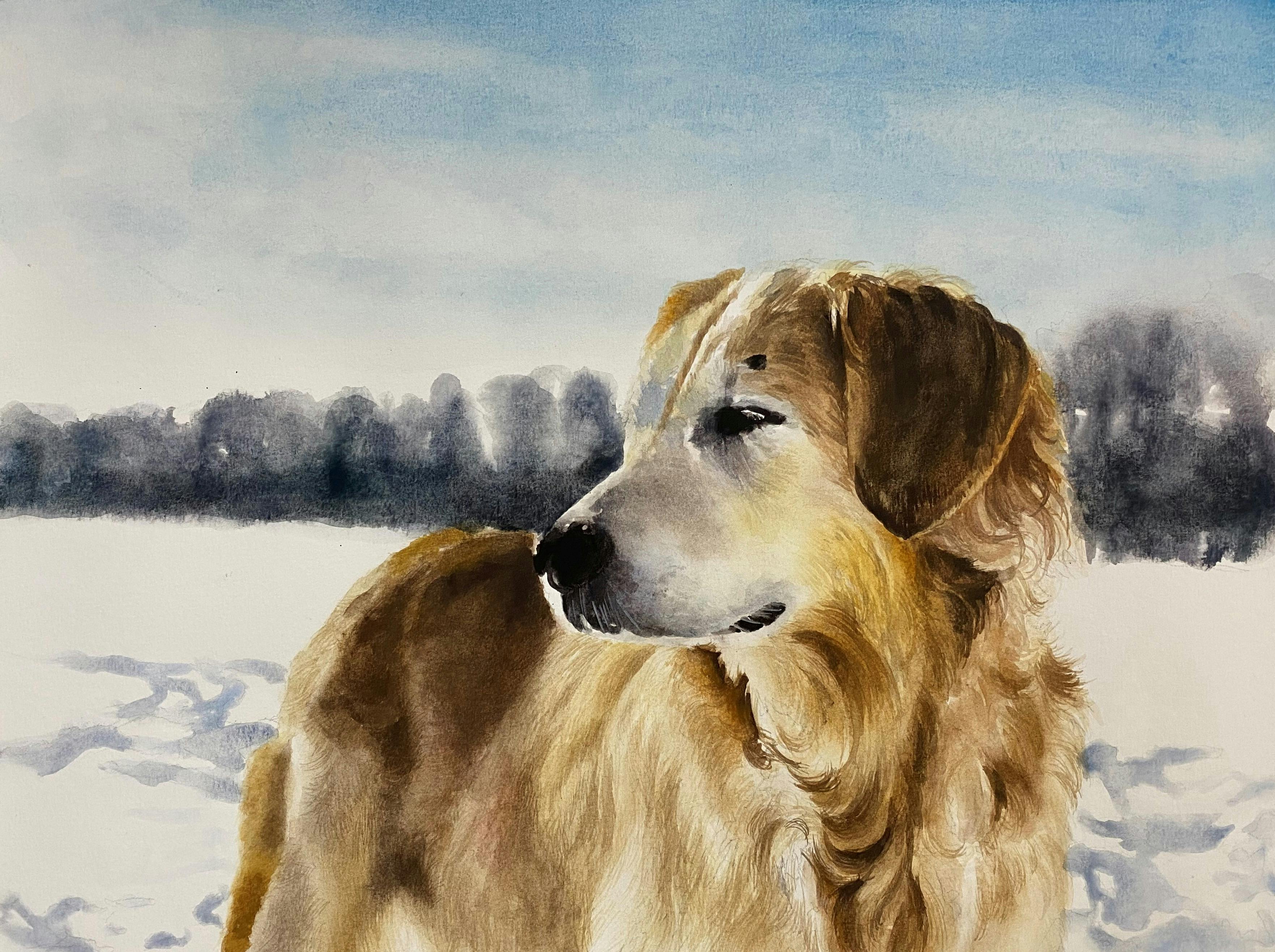 Watercolor painting of a dog