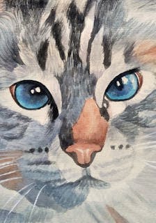 Watercolor painting of a cat