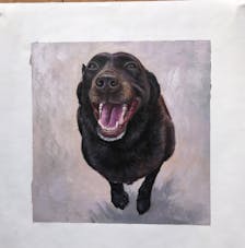 Portrait oil painting of a dog